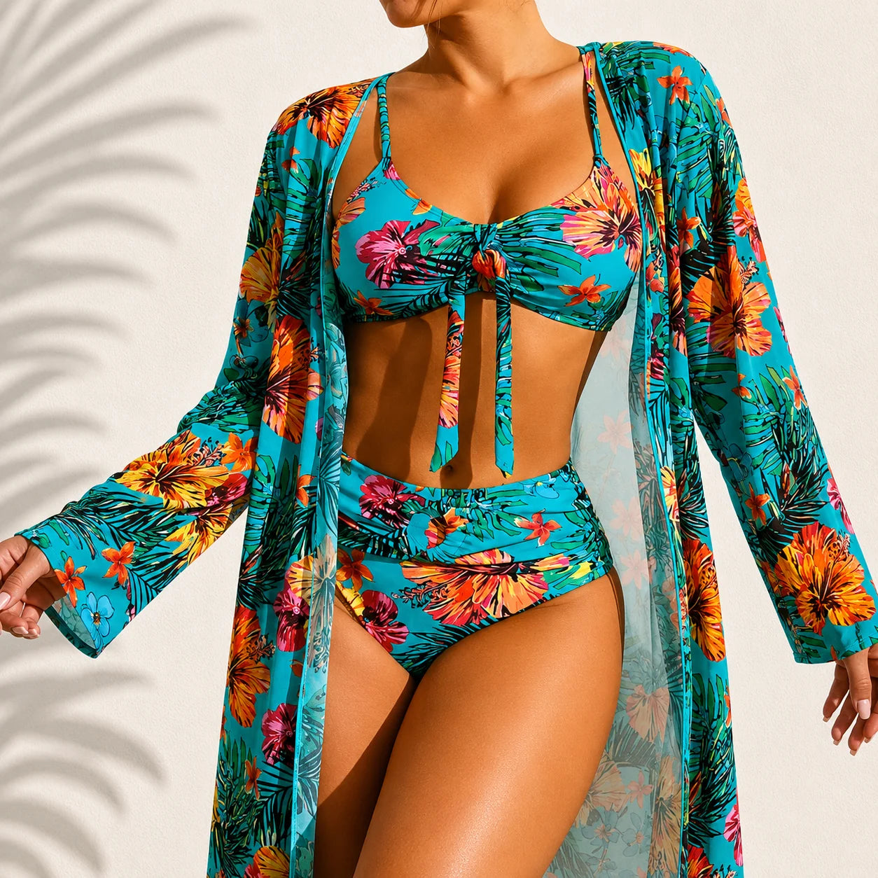 Riviera | Conjunto de Bikini de 3 Piezas con Estampado Tropical