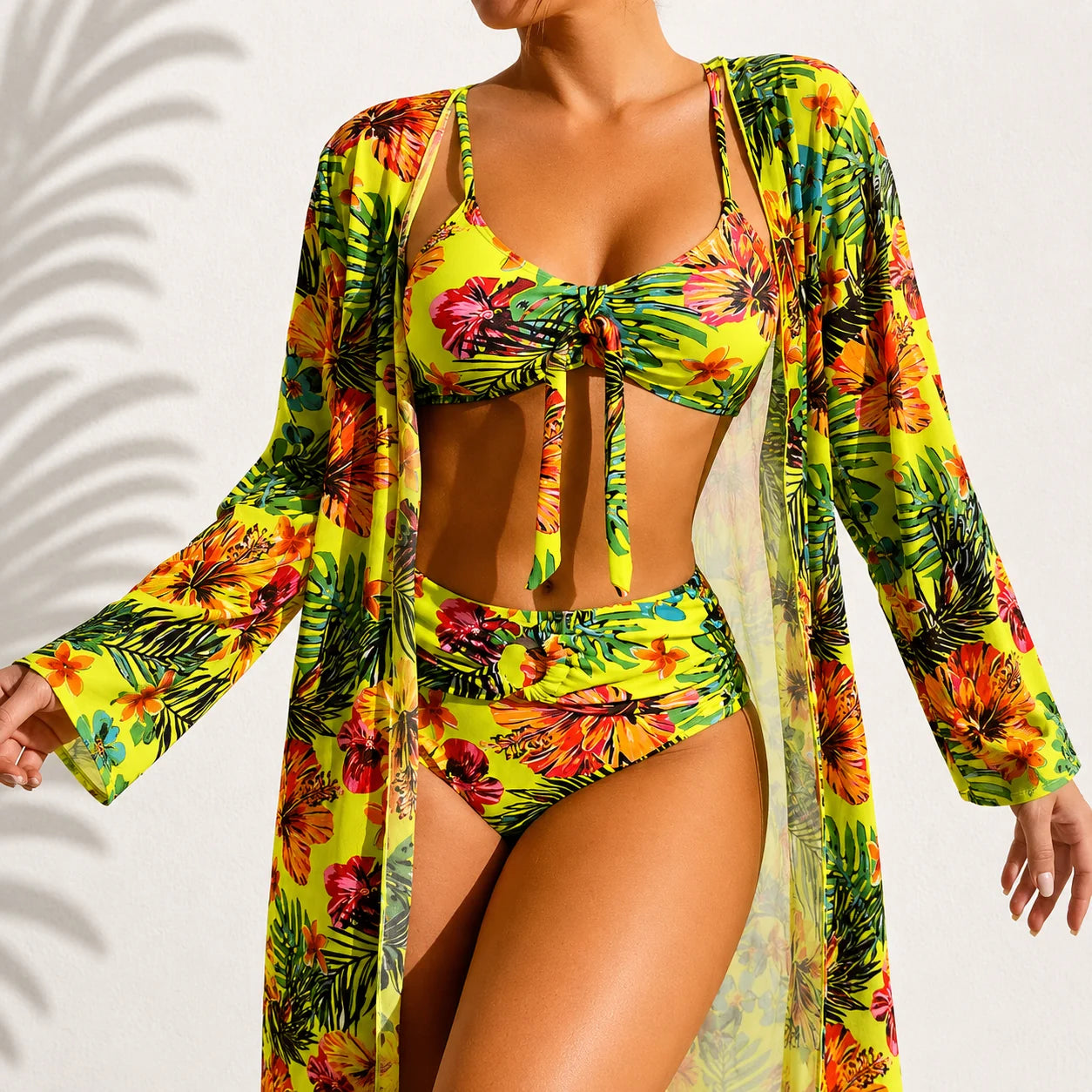 Riviera | Conjunto de Bikini de 3 Piezas con Estampado Tropical