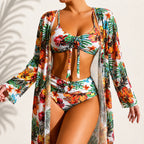Riviera | Conjunto de Bikini de 3 Piezas con Estampado Tropical