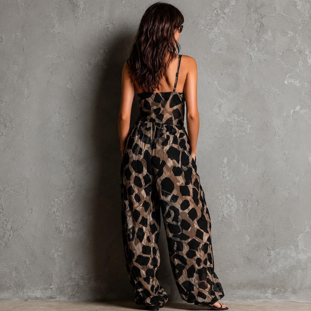 Riviera | Enterizo de Chifón con Estampado de Leopardo