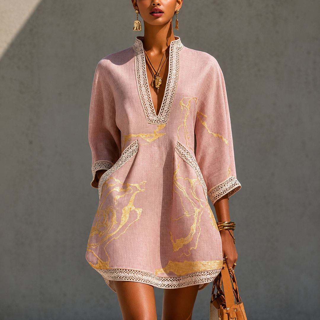 Riviera | Vestido Bohemio Negro con Detalles Dorados