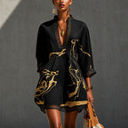Riviera | Vestido Bohemio Negro con Detalles Dorados