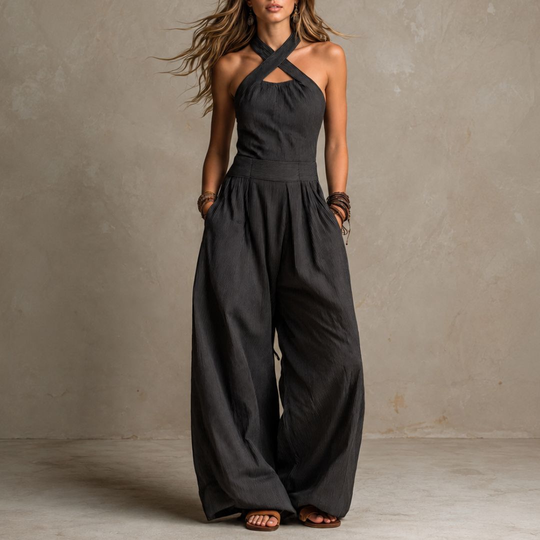 Riviera | Enterizo Elegante con Cuello Halter y Pierna Ancha