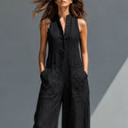 Riviera | Enterizo Negro Elegante con Botones y Corte Fluido